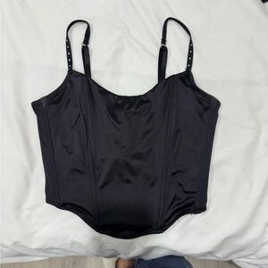 Steve Madden Black Satin Corset Top